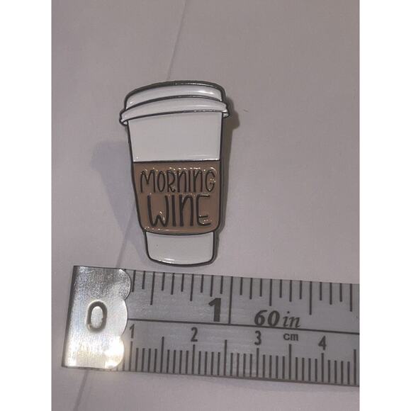 Morning Wine Coffee Latte Cup Pin Brooch - Picture 1 of 1